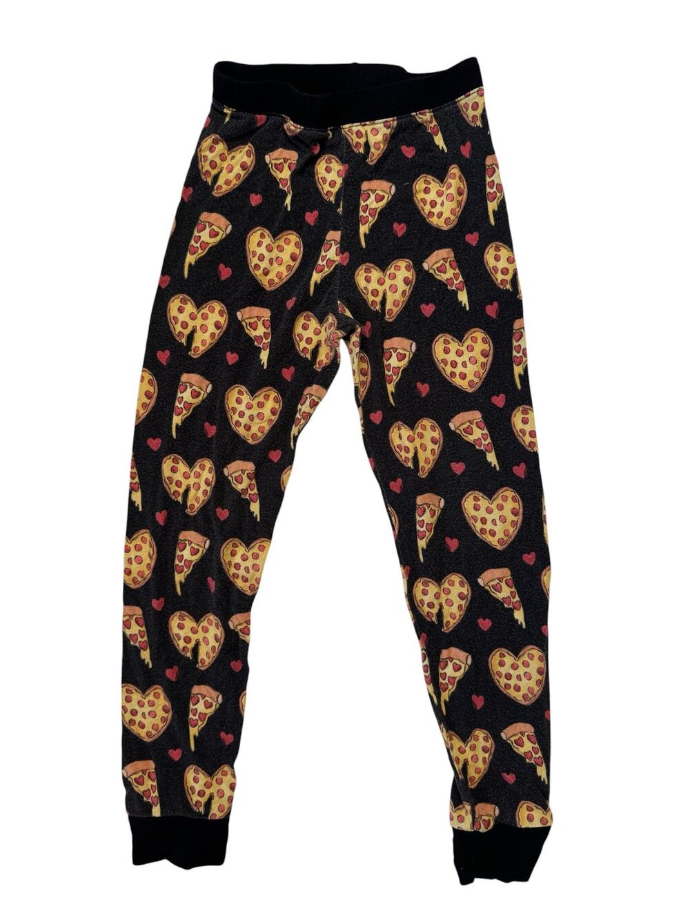 FLETCH Pizza My Heart Bamboo Viscose Pajama Pants Size 3T Kids Black Yellow